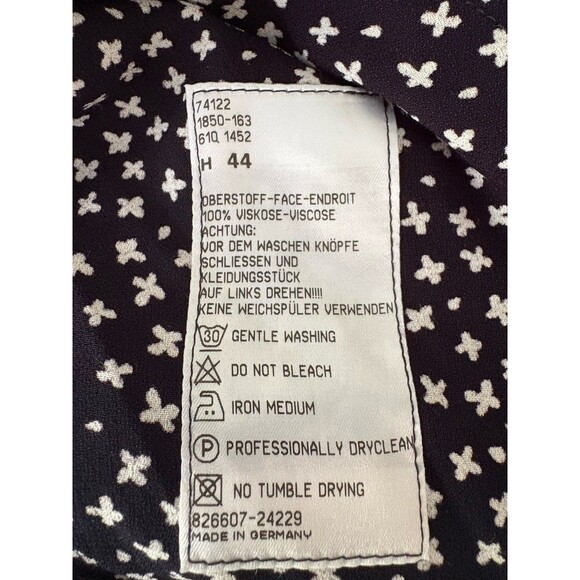 Bogner Women's Short Sleeve Button Down Dress Size 14 Navy White Print Pockets - Picture 6 of 16